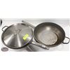 Image 1 : TWO 13" GREEN PANS W/ ONE LID