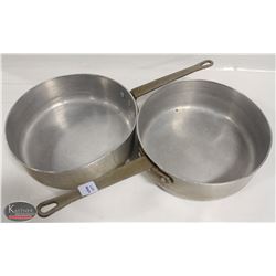 TWO  ALUMINUM 10" SAUTE PANS W/ NO LIDS