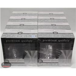 8 BOXES OF PLASTIC MARTINI GLASSES. 64 GLASSES