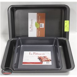 LOT OF 4 NEW CAKE PANS. 2 - 13" X 9" & 2 - 9" X 9"
