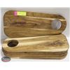 Image 1 : GROUP OF SIX 18" X 6-8" WOODEN SERVING TRAYS