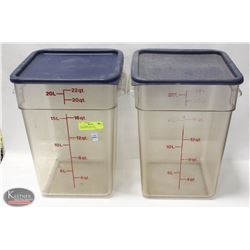 TWO CAMBRO 16QT DRY INGREDIENT BINS W/ LIDS
