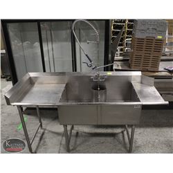 STAINLESS STEEL 2-WELL SINK W/ 2 RUNOFFS, TAPS &