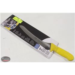 NEW WINCO 9" OFFSET BREAD KNIFE W/ YELLOW HANDLE