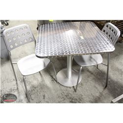 K4) BAILIFF SEIZURE: SQUARE METAL TOP DINING TABLE