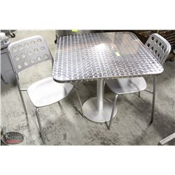 K7) BAILIFF SEIZURE: SQUARE METAL TOP DINING TABLE