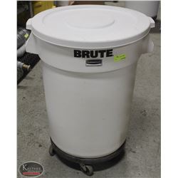 WHITE BIG BRUTE WASTE CONTAINER W/ LID & DOLLY