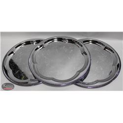 3 NEW JOHNSON ROSE 14" ROUND SERVING TRAYS