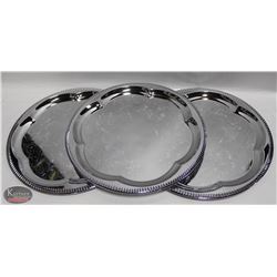 3 NEW JOHNSON ROSE 14" ROUND SERVING TRAYS