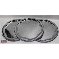 3 NEW JOHNSON ROSE 14" ROUND SERVING TRAYS
