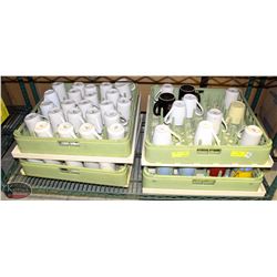 LOT OF 4 DISHWASER RACKS W/ ASSORTED COFFEE CUPS