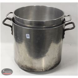 LOT OF 2 ALUMINUM STOCK POTS. 24QT & 14QT