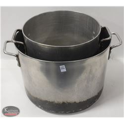 LOT OF 2 ALUMINUM STOCK POTS. 26QT & 16QT