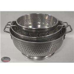LOT OF 3 ASSORTED SIZE ALUMINUM COLANDERS