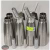 Image 1 : SIX I.S.I. ALUMINUM WHIP CREAM DISPENSERS *2 LIDS