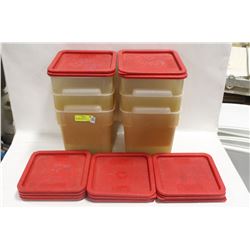 SIX CARLISLE 8QT FOOD INGREDIENT BINS W/ 14 LIDS