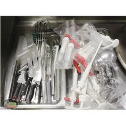 LOT OF 2 INSERTS W/ ASSORTED KITCHEN UTENSILS &