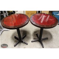 LOT OF 2 ROUND WOOD DINING TABLES