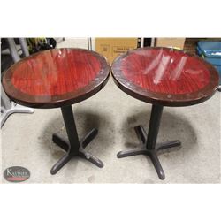 LOT OF 2 ROUND WOOD DINING TABLES