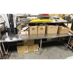 STAINLESS STEEL WORK TABLE W/ BACKSPLASH & DOUBLE