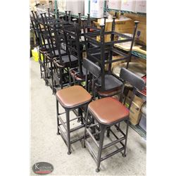 12 METAL BARHEIGHT CHAIRS W/ VINYL SEATS