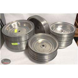 4 STACKS OF STAINLESS FOOD SERVICE LIDS, 11 INCH