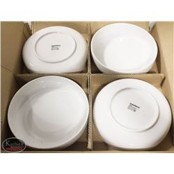 4 NEW 8" CRATE & BARREL PASTA BOWLS (IN BOX)