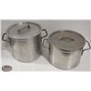 Image 1 : LOT OF 2 ALUMINUM STOCK POTS W/ LIDS. 12QT & 10QT