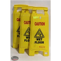 LOT OF 3 RUBBERMAID A-FRAME WET FLOOR SIGNS