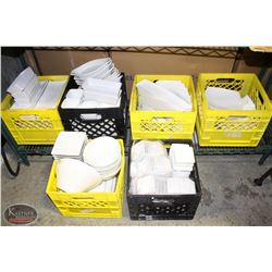 6 CRATES OF SQUARE & DECORATIVE SERVING PLATES