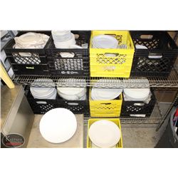 9 CRATES OF LARGE DINNER PLATES & BOWLS, SIDE