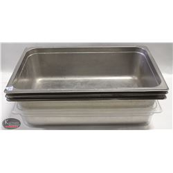 LOT OF 3 FULL SIZE STAINLESS STEEL INSERTS W/ ONE