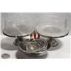 Image 1 : LOT OF 2 CAKE STANDS W/ COVERS SOLD W/ STAINLESS