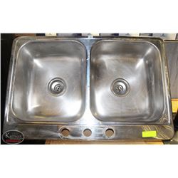 STAINLESS STEEL 2-WELL DROP-IN SINK 32"X21"