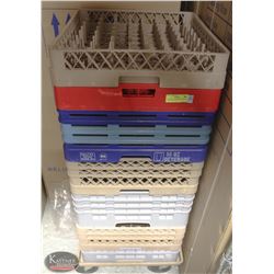 7 ASSORTED DISHWASHER TRAYS & HEAVY DUTY CART