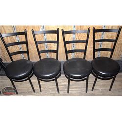 LOT OF 4 METAL & LEATHERETTE PADDED DINING CHAIRS