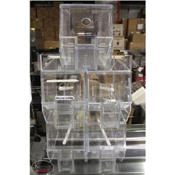 LOT OF 10 CANDY RAKE BULK BINS. AS THEY COME