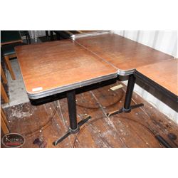 LOT OF 8 RECTANGLE METAL RIMMED DINING TABLES