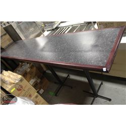 LOT OF TWO 8' TRIPLE PEDESTAL BAR HEIGHT TABLES