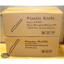 2 CASES OF 1000 PLASTIC KNIVES (2000 TOTAL)