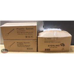 3 CASES OF PLASTIC SPOONS (2500+ TOTAL)