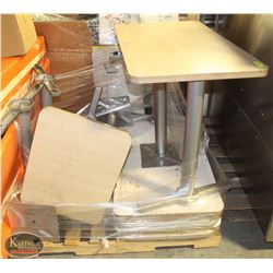 PALLET W/ 10 TABLE BASES & 8 TABLETOPS