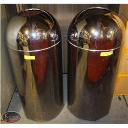 CIRCULAR CHROME DOME-LID TRASHCANS W/ INSERT