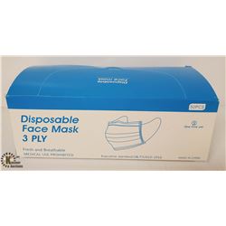 BOX OF 50 3PLY DISPOSABLE MASKS