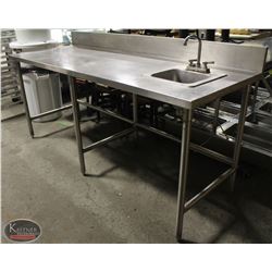 7' STAINLESS STEEL WORKTABLE W/ DROP-IN SINK
