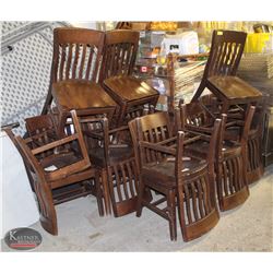 GROUP OF 15 BROWN SOLID WOOD CHAIRS
