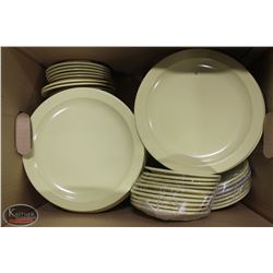 BOX OF 10" MELAMINE DINNER PLATES W/ ASSORTED SIDE