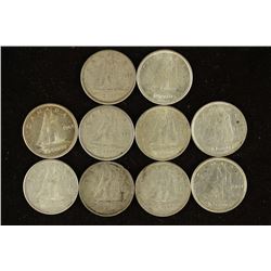 10 ASSORTED CANADA SILVER 10 CENTS