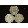 Image 1 : 1964 & 2-1964-D 90% SILVER KENNEDY HALF DOLLARS