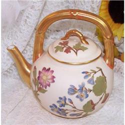 Antique ROYAL WORCHESTER Ivory Floral Tea Pot #1356924